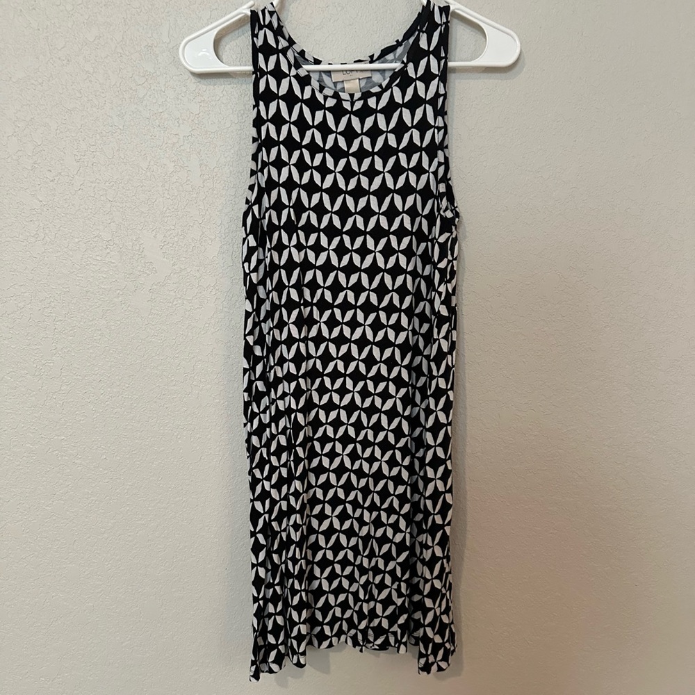 Black and White Patterned Dress from Loft